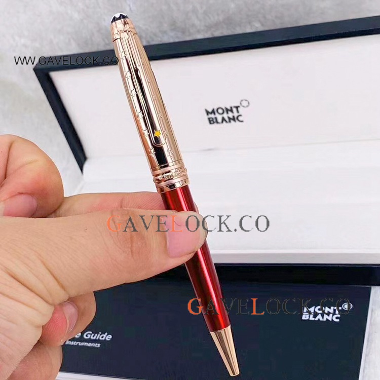 New! MontBlanc Le Petit Prince Ballpoint Pen Red and Rose Gold